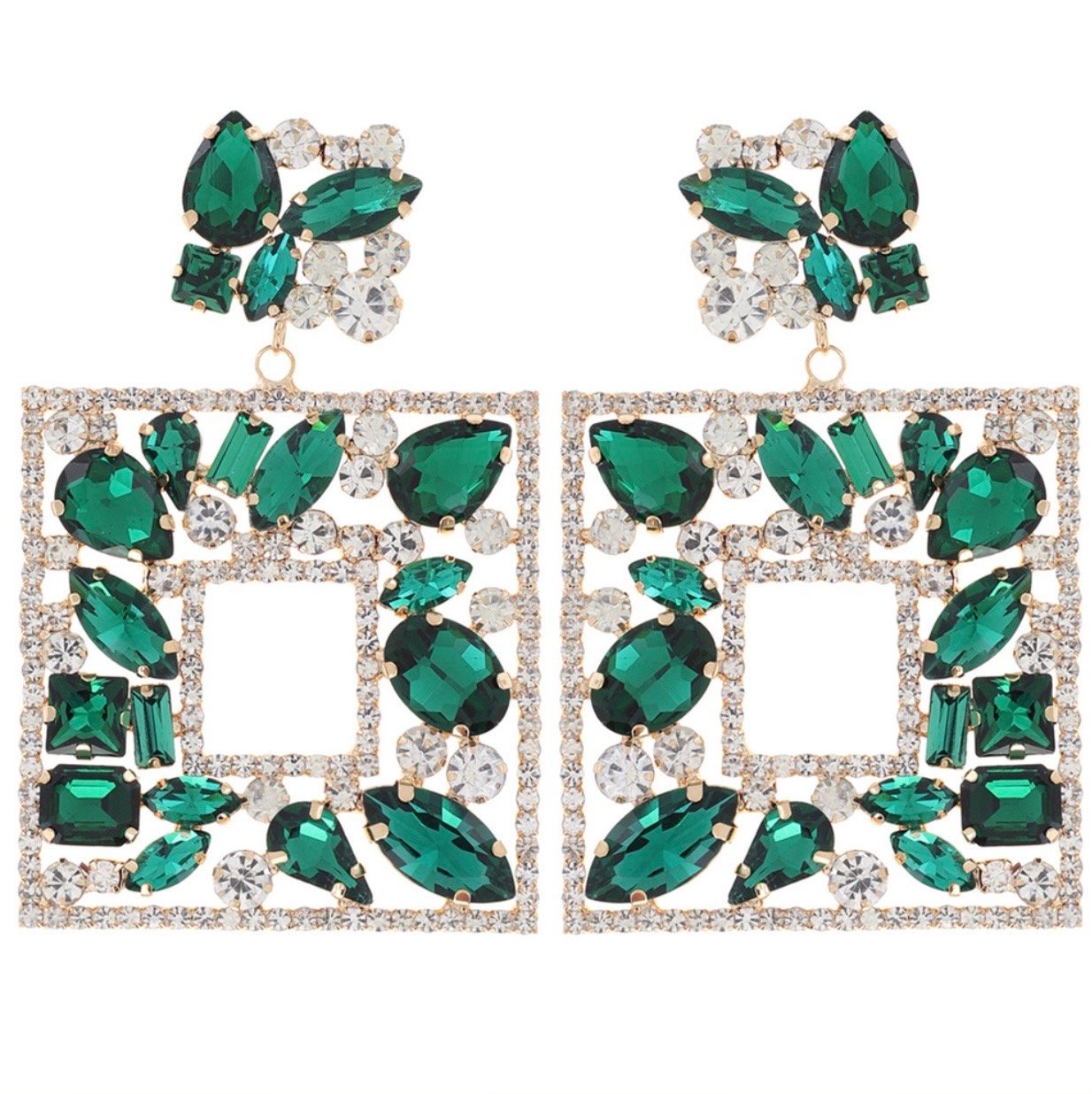 LARGE SQUARE STATEMENT EARRINGS