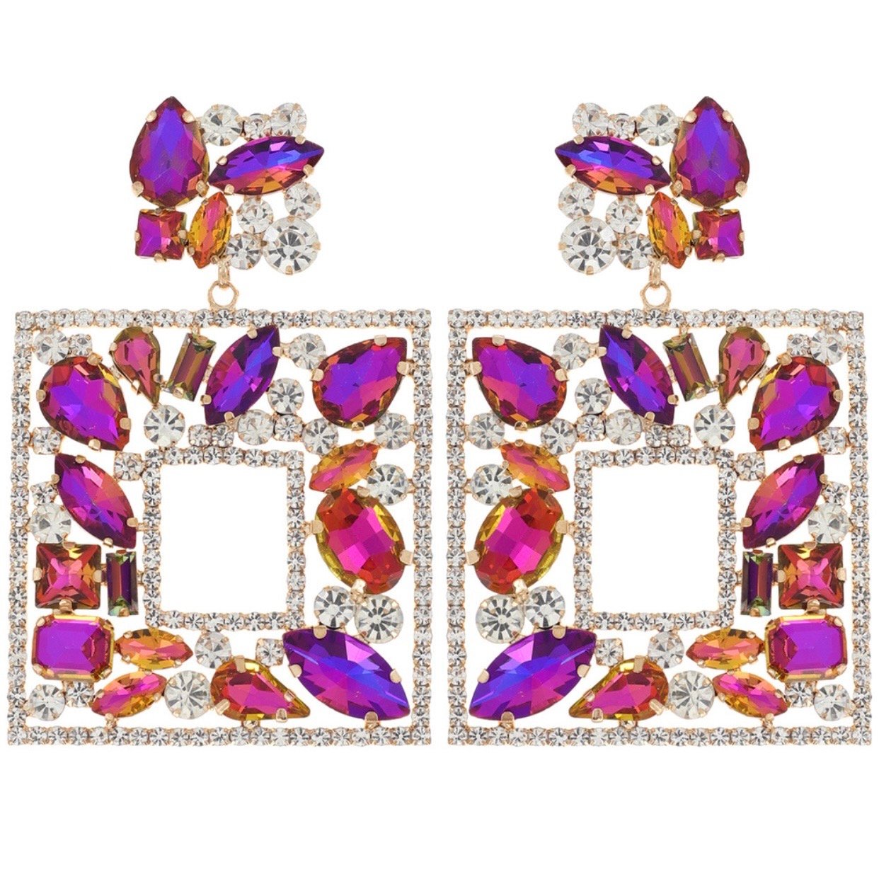 LARGE SQUARE STATEMENT EARRINGS