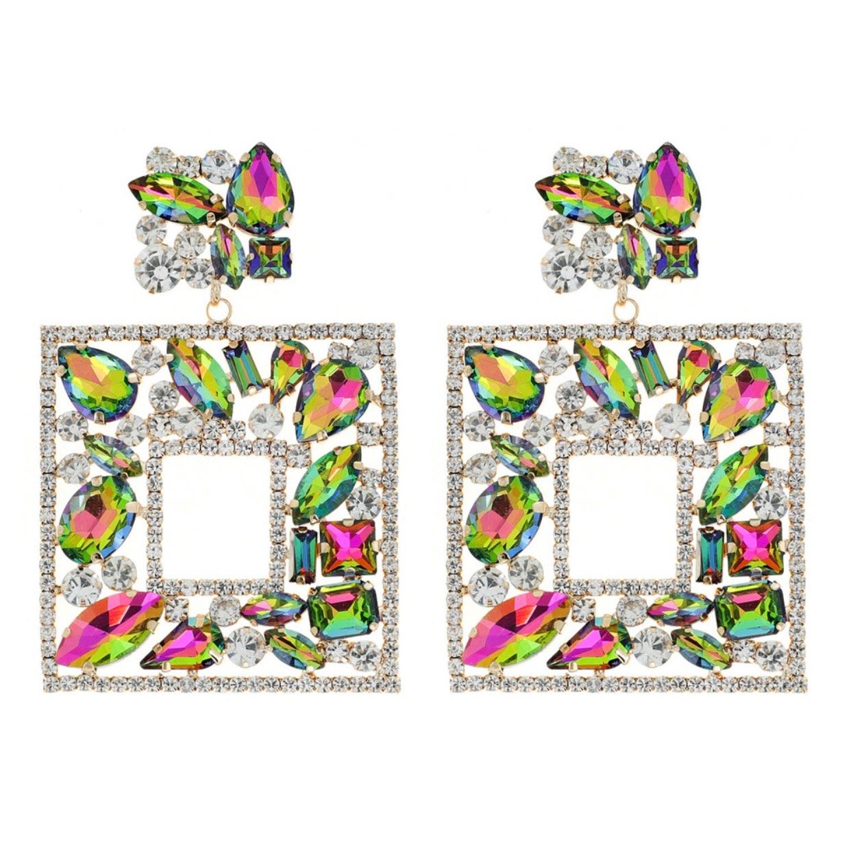 LARGE SQUARE STATEMENT EARRINGS