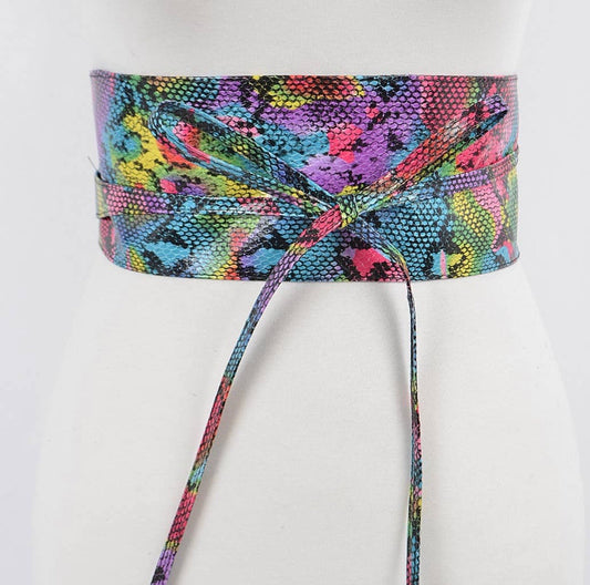 Wide Width Belt MULTI SNAKE PRINT